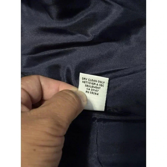 TALBOTS VINTAGE Women Petite Navy Double Breasted Nautical Blazer Jacket Linen 6 - Picture 9 of 11